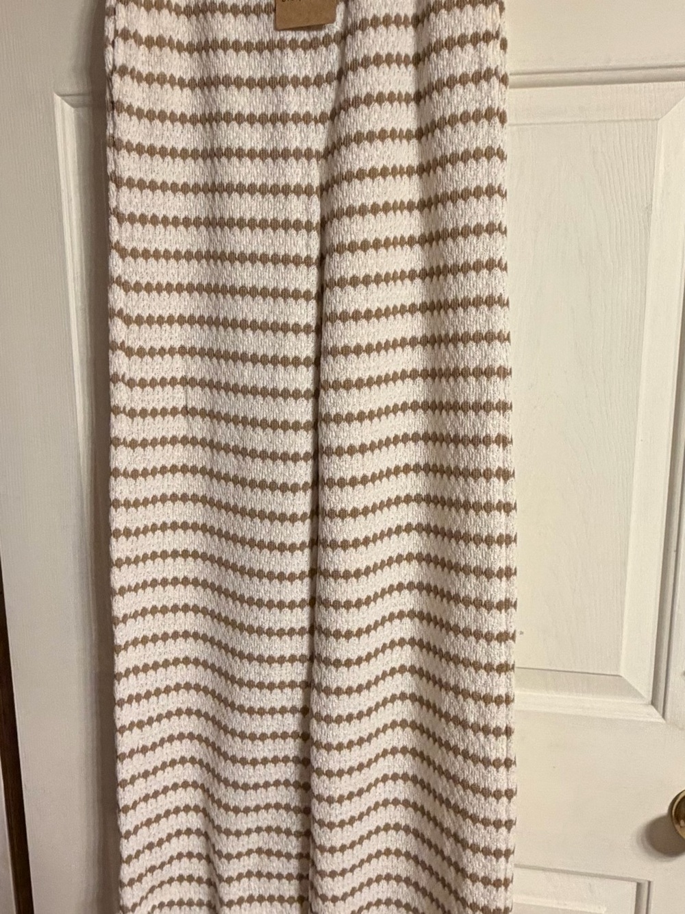 Blu Pepper White and Beige Striped Knit pants wide leg size S